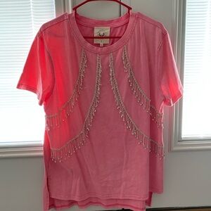 Fantastic Fawn pink shirt with dangly stones